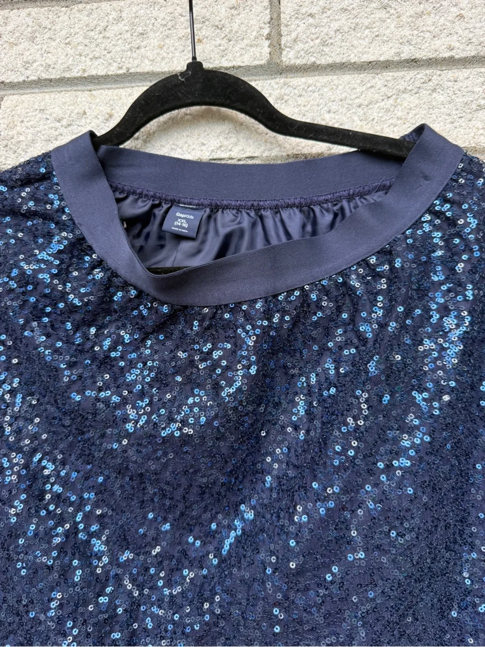 Girls Navy Sequin A-Line Skirt